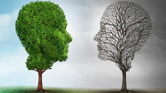 Bipolar disorder, characterised by intense mood swings from depressive lows to manic highs.